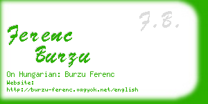 ferenc burzu business card